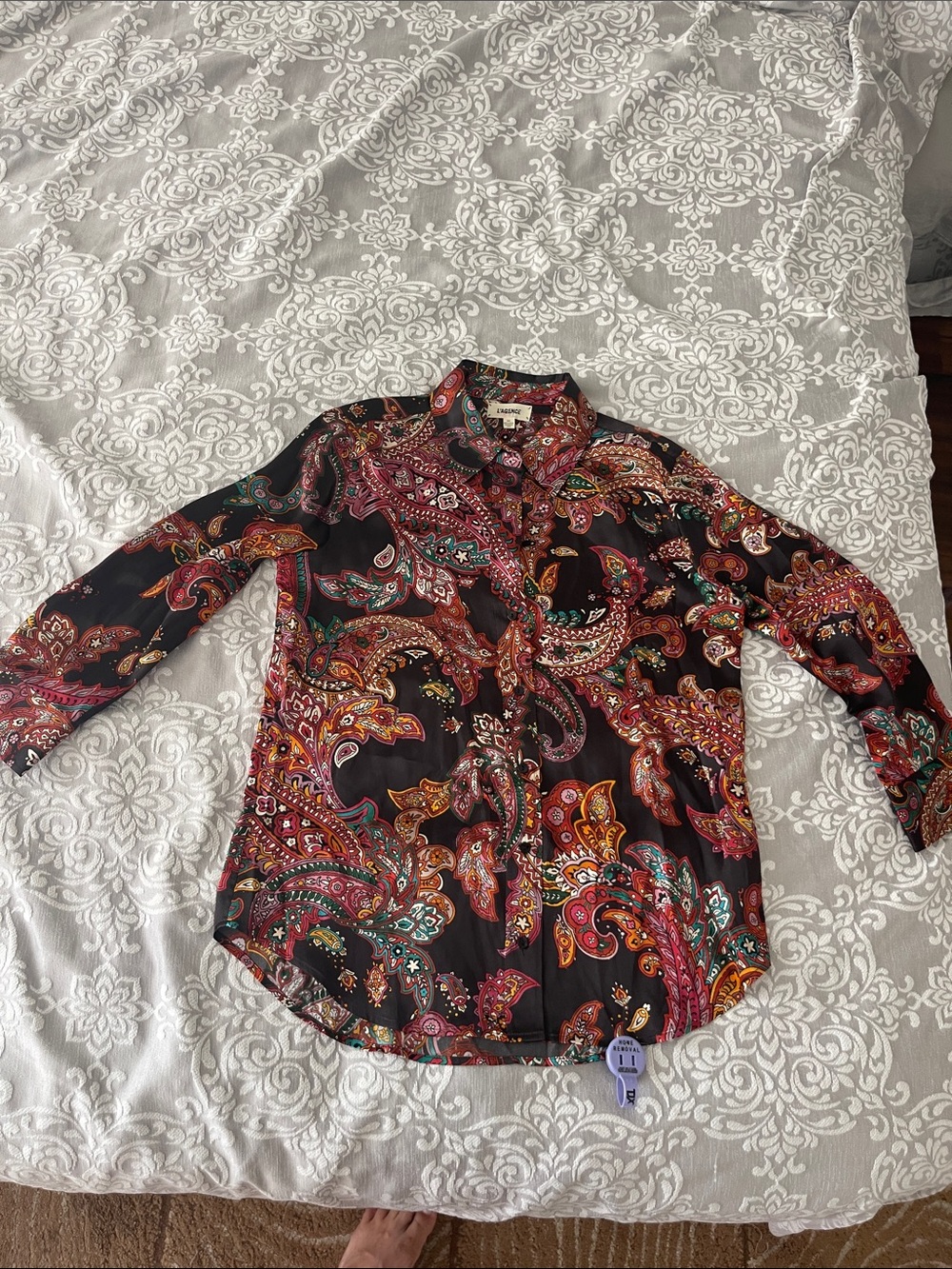 New L'AGENCE Dani 3/4 sleeve blouse 100% silk